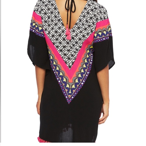 Trina Turk Black and Pink Patterned Swim Coverup - Picture 12 of 12